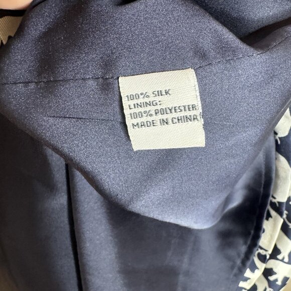 Elizabeth Mckay Elephant Print Silk Long Blue Cardigan Size 6 Lightweight Animal - Picture 9 of 11